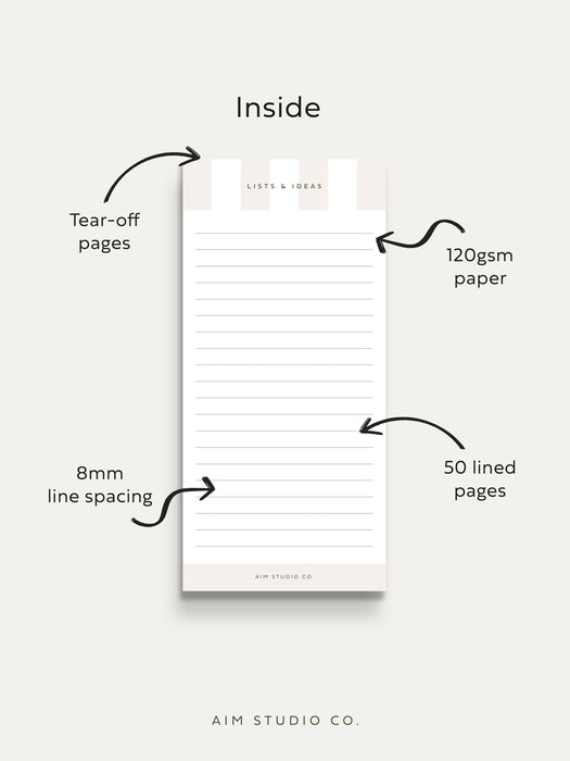 Slim To Do List Notepad with Stripe Cover