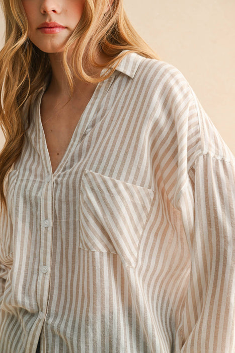STRIPED BUTTON DOWN SHIRT