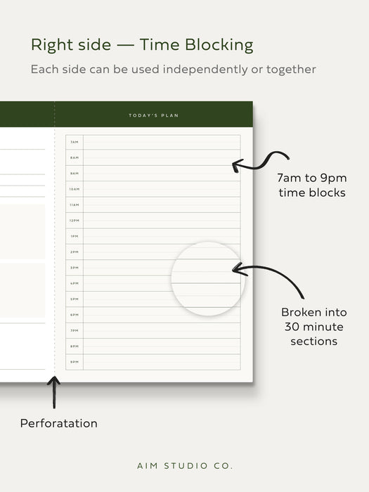 Perforated Productivity Desk Pad: Time Blocking & To Do List