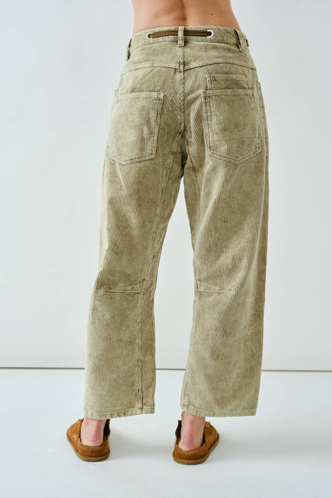 BARREL CORDUROY PANTS WITH EYELET WAIST