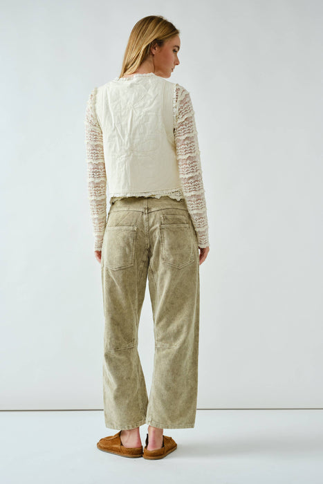 BARREL CORDUROY PANTS WITH EYELET WAIST
