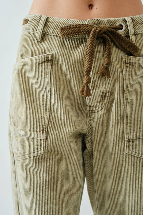 BARREL CORDUROY PANTS WITH EYELET WAIST