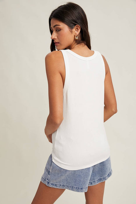 BASIC SCOOP NECK RIBBED KNIT TANK