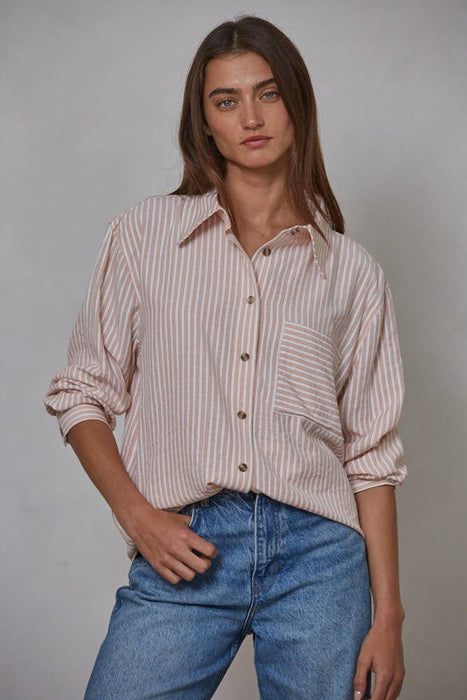 L5611 | Woven Cotton Collar Neck Button Front Long Sleeve