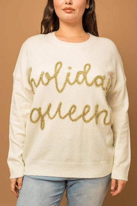 Plus Holiday Queen Pullover Sweater