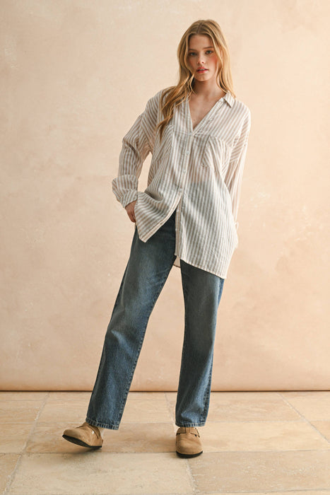 STRIPED BUTTON DOWN SHIRT