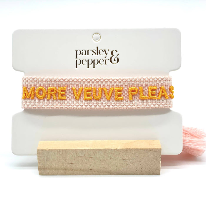 MORE VEUVE PLEASE Statement Bracelet woven, embroidered