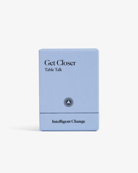 Blue box with 'Get Closer Table Talk' and 'Intelligent Change' text on a white background
