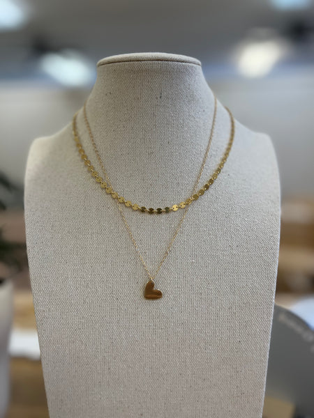 14k gold-filled necklace with dainty heart pendant. 
