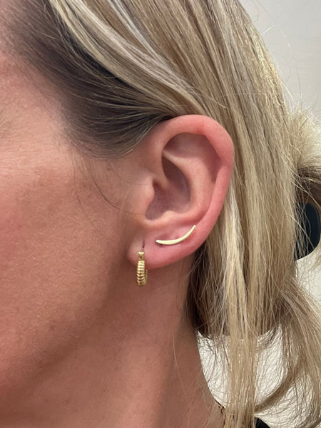 Scalloped Hoop Earrings worn in right earlobe