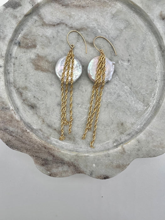 Statement large pearl earrings