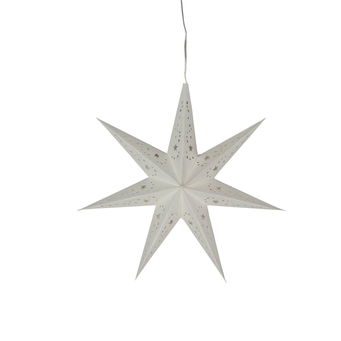 Twinkle Star ~ 7 Point 9" White Paper Star Lantern Light