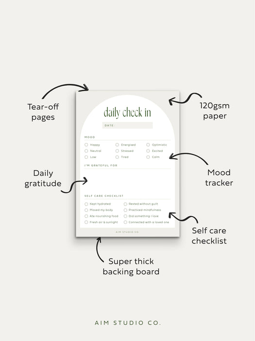 Daily Wellbeing Notepad: Mood Tracker, Gratitude & Self Care