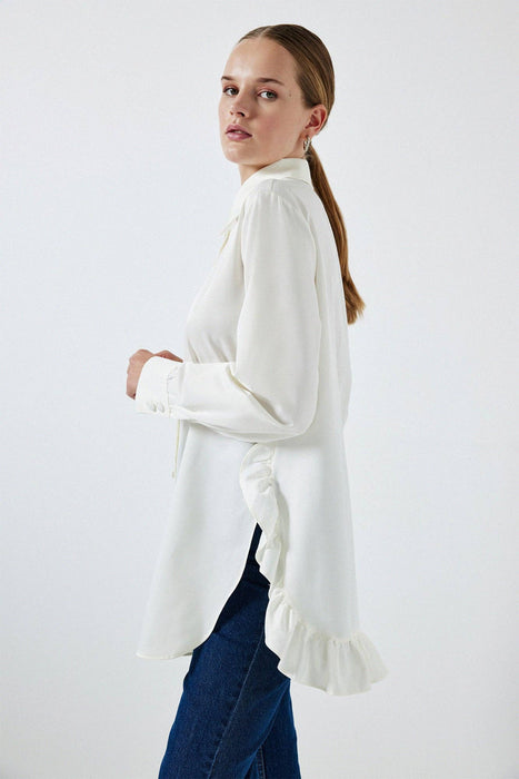 SHIRT WITH FRILL HEM