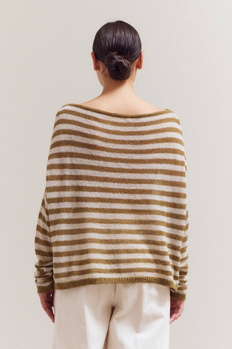 Stripe Off Shoulder Knit