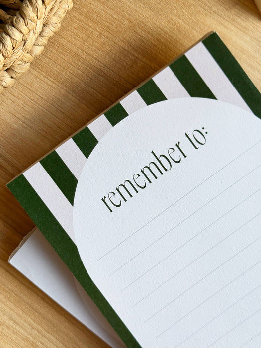 A6 Lined Memo Notepad with Green & Pink Stripe