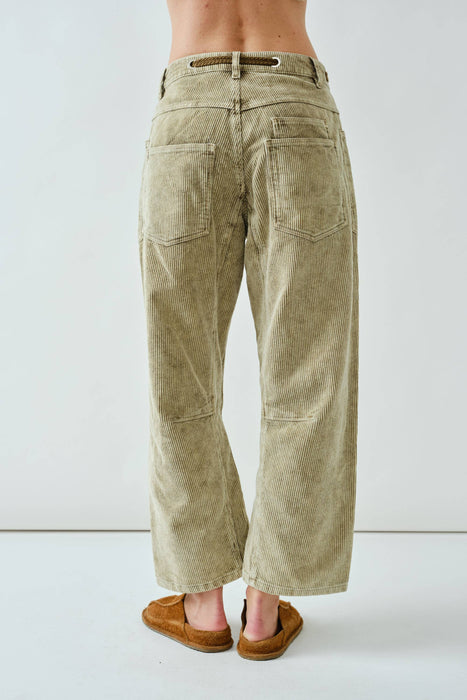 BARREL CORDUROY PANTS WITH EYELET WAIST