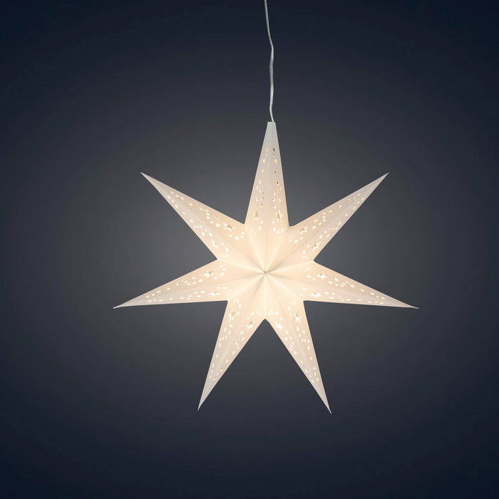 Twinkle Star ~ 7 Point 9" White Paper Star Lantern Light