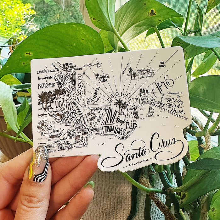 Santa Cruz California Map Sticker | Die-Cut 4"