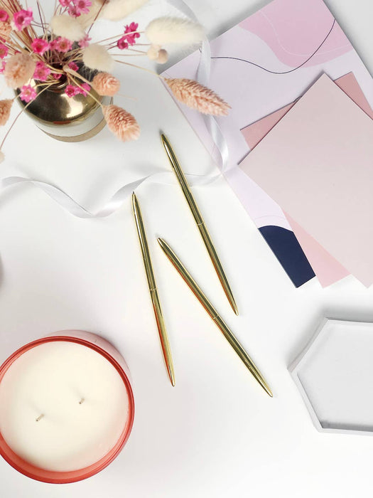 Slim Gold Ballpoint Pen with Black Ink