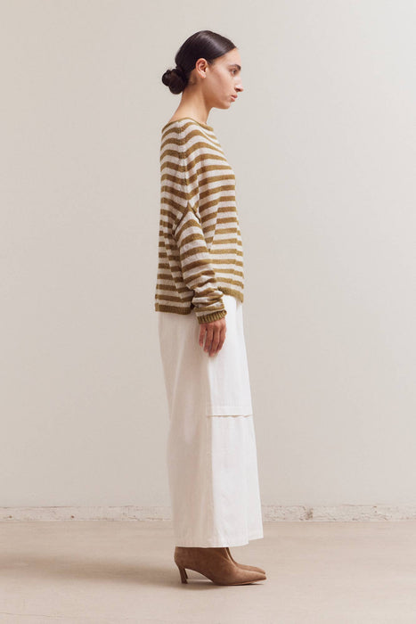 Stripe Off Shoulder Knit