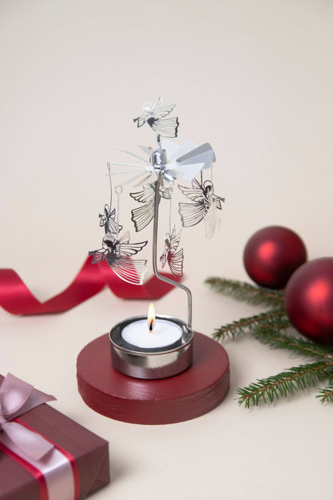 Rotary Candleholder, Flying Angel, Silver
