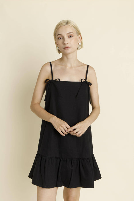 BOW TRIM MINI DRESS