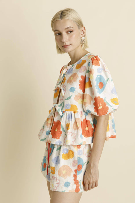 FLORAL TOP With TIES