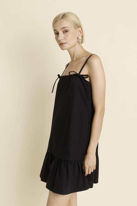 BOW TRIM MINI DRESS