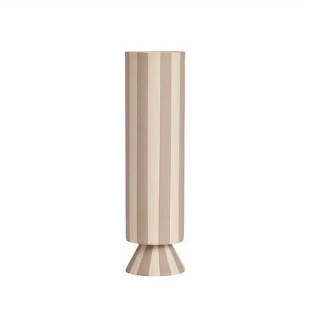 Toppu Clay Vase with vertical stripes in a lighter and darker shade of clay.