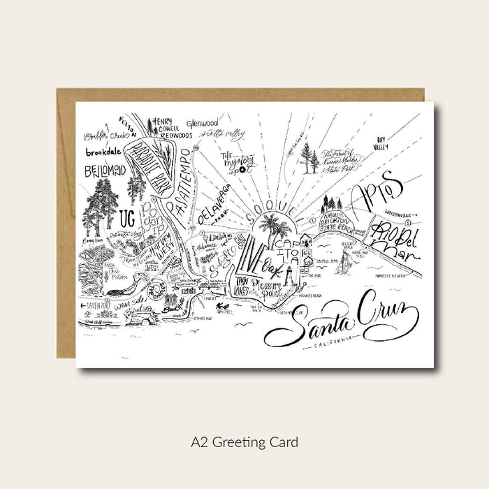 Santa Cruz Map Greeting Card